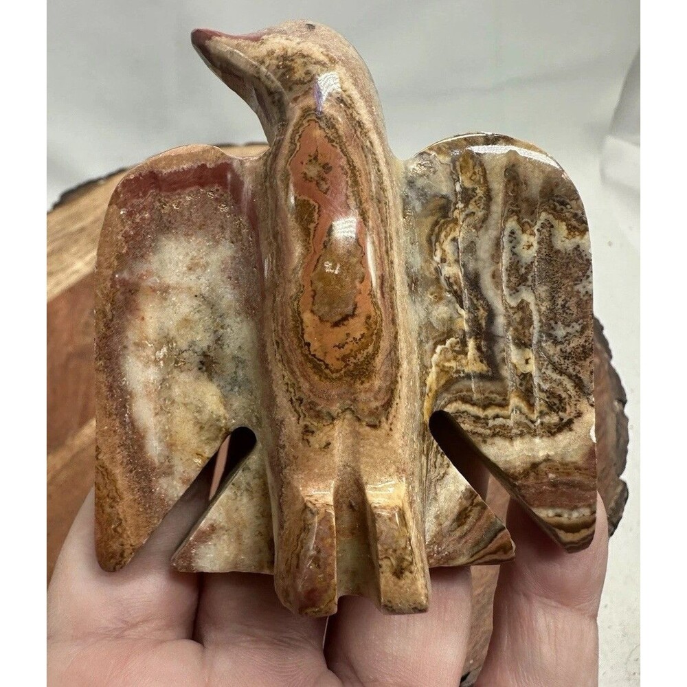 Eagle Thunderbird Stone Carved Bird Statue Figurine Marbled Design
